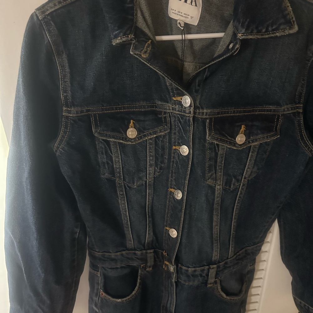 Brand new Zara Dark Blue Denim Jumpsuit - Picture 9 of 11